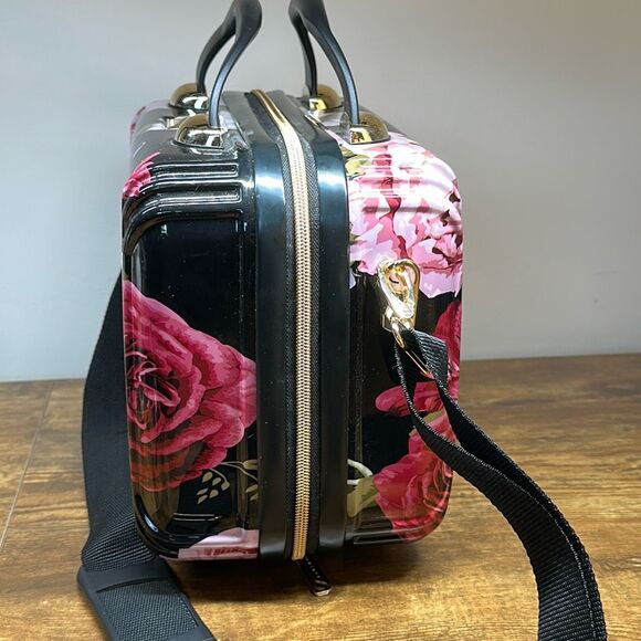 Triforce Avignon Collection Black Floral Hard Beauty Case Organizer - Picture 4 of 13